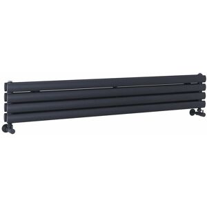 Milano - Aruba - Modern Anthracite Horizontal Double Oval Panel Radiator - 236mm x 1400mm