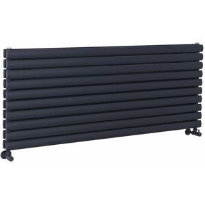 Milano - Aruba - Modern Anthracite Horizontal Double Oval Panel Radiator - 590mm x 1400mm