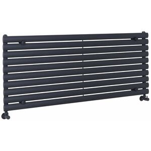 Milano - Aruba - Modern Anthracite Horizontal Single Oval Panel Radiator - 590mm x 1400mm