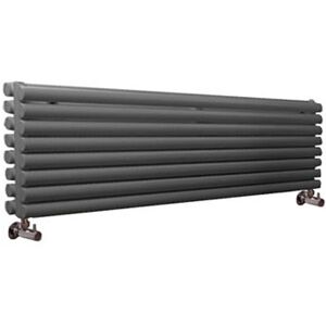 Milano - Aruba - Modern Anthracite Horizontal Double Oval Panel Radiator - 472mm x 1780mm