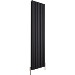 Aruba Ayre - Modern Anthracite Vertical Column Double Oval Panel Aluminium Radiator - 1800mm x 470mm - Milano
