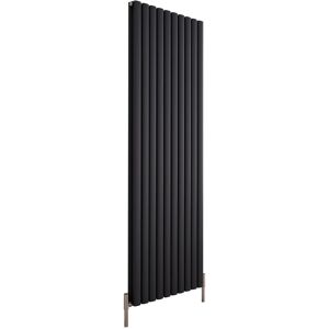 Milano - Aruba Ayre - Modern Anthracite Vertical Column Double Oval Panel Aluminium Radiator - 1800mm x 590mm