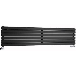 Milano - Aruba - Modern Black Horizontal Double Oval Panel Radiator - 354mm x 1600mm