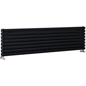 Aruba - Modern Black Horizontal Double Oval Panel Radiator - 472mm x 1790mm - Milano