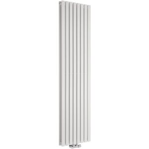 Milano - Aruba Flow - Modern White Vertical Column Central Connection Double Oval Panel Radiator - 1780mm x 472mm