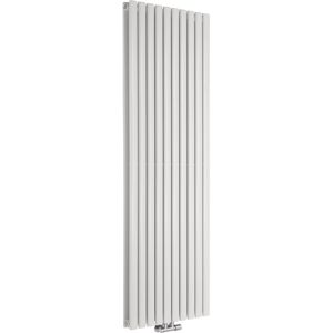 Milano - Aruba Flow - Modern White Vertical Column Central Connection Double Oval Panel Radiator - 1780mm x 590mm