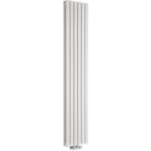 Milano - Aruba Flow - Modern White Vertical Column Central Connection Double Oval Panel Radiator - 1780mm x 354mm