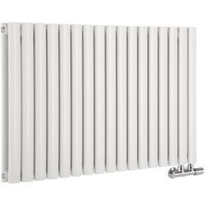 Milano - Aruba Flow - Modern White Horizontal Side Connection Double Oval Panel Radiator - 635mm x 1000mm