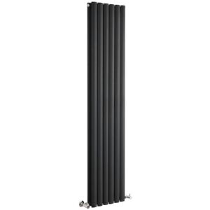 Milano - Aruba - Modern Black Vertical Column Double Oval Panel Radiator - 1600mm x 354mm