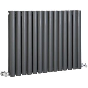 Milano - Aruba - Modern Anthracite Horizontal Double Oval Panel Radiator - 635mm x 826mm