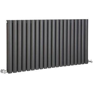 Milano - Aruba - Modern Anthracite Horizontal Double Oval Panel Radiator - 635mm x 1180mm