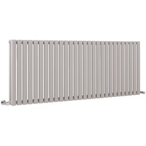 Milano Aruba - Modern Light Grey Horizontal Double Oval Panel Radiator - 635mm x 1652mm