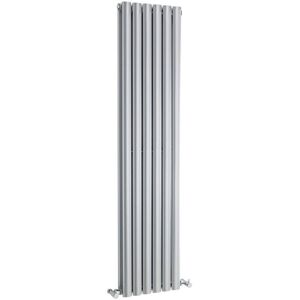 Milano - Aruba - Modern 1500mm x 354mm Vertical Double Oval Panel Radiator - Silver Grey