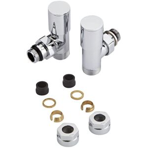 Milano - Modern Chrome Angled Heated Towel Rail Radiator Valves with 15mm Copper Adapters – Pair