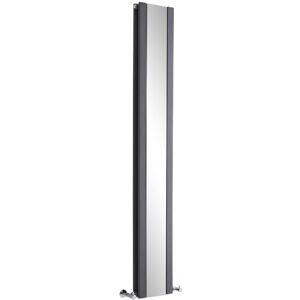 Icon - Modern Anthracite Vertical Column Double Panel Radiator with Integral Full Length Mirror - 1800mm x 265mm - Milano