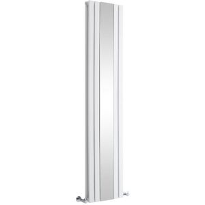 Icon - Modern White Vertical Column Double Panel Radiator with Integral Full Length Mirror - 1800mm x 385mm - Milano