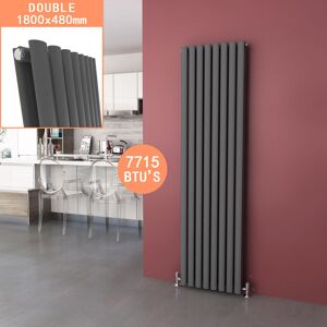 Elegant - Vertical Designer Radiator Anthracite Flat Panel Modern Central Heating, 1800x472mm Double