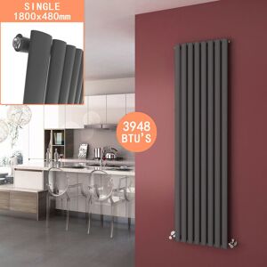 Elegant - Vertical Designer Radiator Anthracite Flat Panel Modern Central Heating, 1800x472mm Single