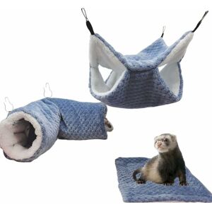 Denuotop - 3 Pack Rat Hammock Guinea Pig Hanging Tunnel and Warm Bed Cage Accessories for Ferret Hamster Chinchilla Sugar Glider