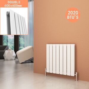 Elegant - 600 x 600 mm Horizontal Column Designer Radiator White Double Flat Panel