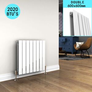 Elegant - White Rectangular Radiator Steel Heating Rads 600x600mm Double Flat Panel Radiator