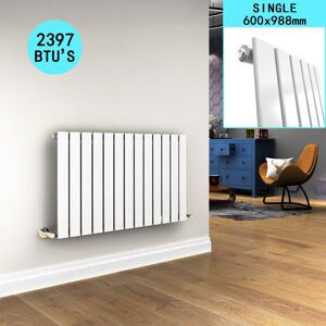 Elegant - White Designer Radiator Low Carbon Steel Heating Radiator Single Flat Panel Rads 600x988mm