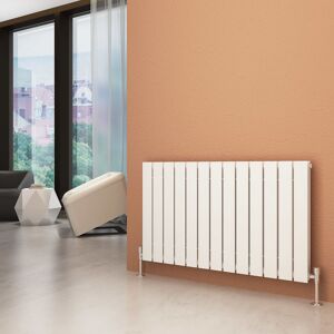 600 x 988 mm Horizontal Column Radiator Double Flat Panel White Designer Radiator - Elegant