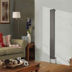 NRG Designer Radiator Oval Column Central Heating Rads Anthracite Vertical 1800x236mm Single