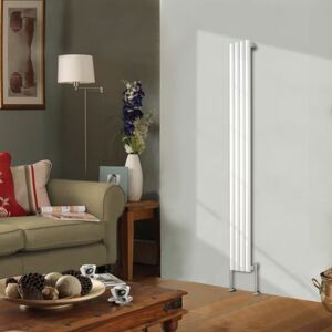 NRG Designer Radiator Oval Column Central Heating Rads White Vertical 1800x236mm Single