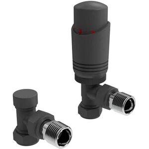 Gravahaus - Anthracite Angled Thermostatic trv Radiator Valves 1/2 x 15mm