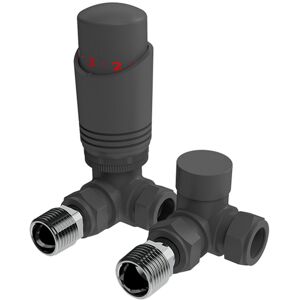 Gravahaus - Anthracite Corner Thermostatic trv Radiator Valves 1/2 x 15mm