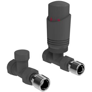 Gravahaus - Anthracite Straight Thermostatic trv Radiator Valves 1/2 x 15mm