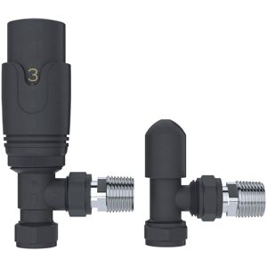 Gravahaus - Thermostatic Angled Radiator Valve & Lockshield - Anthracite