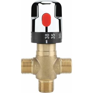 Brass 3 Way Thermostatic Mixing Valve for Shower System Water Temperature Pipe Basin Thermostat Control Groofoo