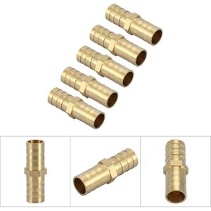 Aougo - Brass Fitting Barb Straight Connector Water Pipe Hose Tube Coupler Fitting Fitting 12mm Fitting(5pcs)