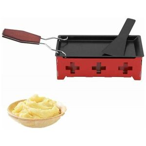 ORCHIDÉE Cheese Raclette Expandable Non-Stick Cheese Rotaster Baking Sheet Iron Metal Plate Cheese Melter Accessory - Baking Tray + Red Baking Tray + Spatula