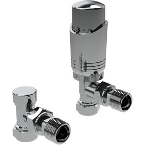 Gravahaus - Chrome Angled Thermostatic trv Radiator Valves 1/2 x 15mm