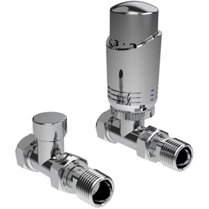 Gravahaus - Chrome Straight Thermostatic trv Radiator Valves 1/2 x 15mm