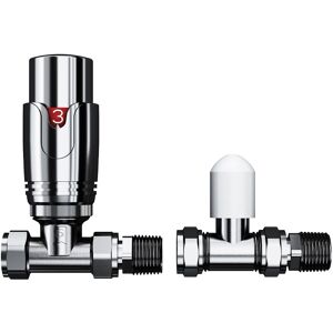 Gravahaus - Thermostatic Straight Radiator Valve & Lockshield - Chrome