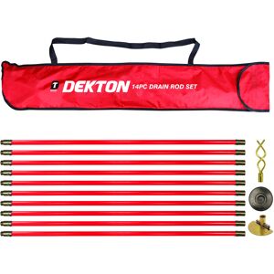 Dekton - DT30311 14 pc drain rod set includes carry bag and bonus scraper