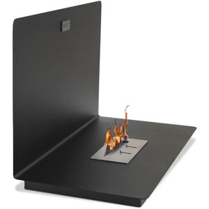 PRIVATEFLOOR Modern Wall-Mounted Ethanol Fireplace Glossy Black Steel - Glossy Black