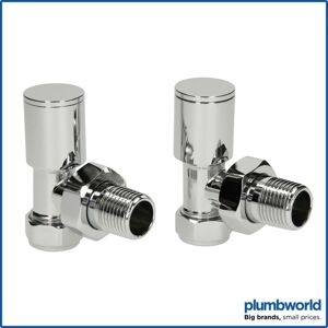 GALIFLO Modern Angled Heated Towel Rail Radiator Valves Pair 15mm Chrome Round Manual - Silver