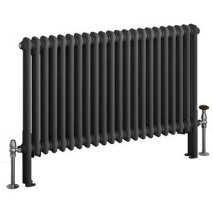 Eastbrook - Imperia Matt Anthracite 2 Column Radiator 600mm h x 1010mm w, Dual Fuel - Thermostatic - Matt AnthraciteMatt Anthracite