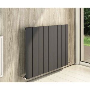 Peretti Aluminium Matt Anthracite Horizontal Designer Radiator 600mm h x 660mm w Electric Only - Standard - Matt AnthraciteMatt Anthracite - Eastbrook