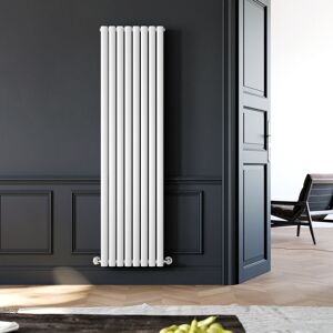 Designer Radiator Vertical Column Oval Panel Radiator 1800 x 480 mm White Double Heater - Elegant