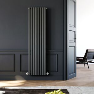 Designer Radiator Vertical Column Oval Panel Radiator 1800 x 480 mm Anthracite Single - Elegant