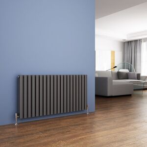 ELEGANT Designer Radiators Horizontal Radiator Oval Panel 600 x 1190 mm Anthracite Double