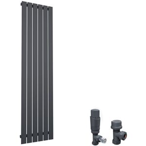 Designer Vertical Column Radiator Flat Panel Thermostatic Radiator Valves 1800 x 452 mm Anthracite Single - Elegant