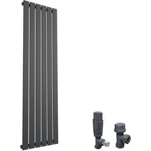 ELEGANT Designer Vertical Column Radiator Flat Panel Thermostatic Radiator Valves 1600 x 452 mm Anthracite Single