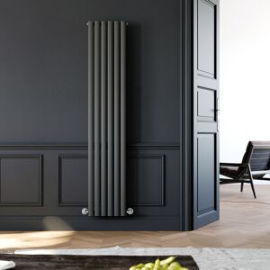 Designer Vertical Column Radiators Oval Panel 1800 x 360 mm Anthracite Single - Elegant